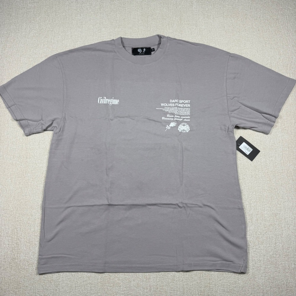Darc Sport x Civil Regime The Wolf & The Rose Premium Tee Quartz Grey XL NEW